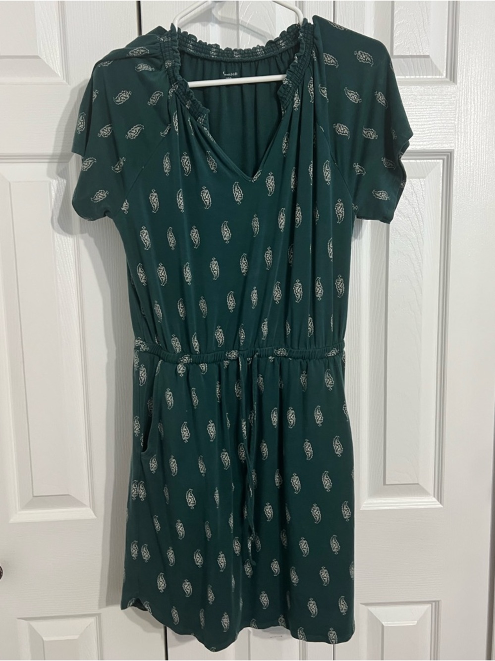 Garnet Hill Teal Paisley Midi Dress